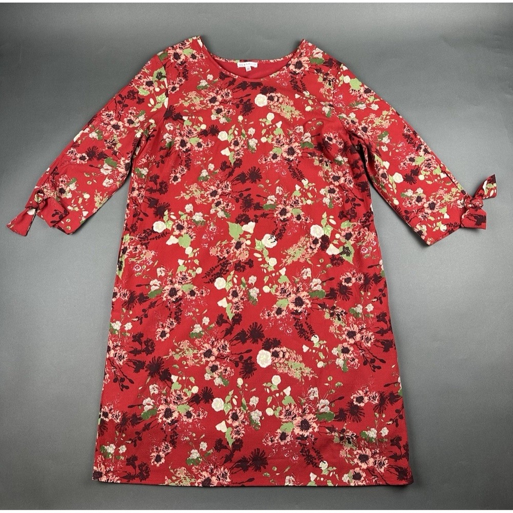 Downeast Maroon Floral Dress Women's Size XL Knee Length